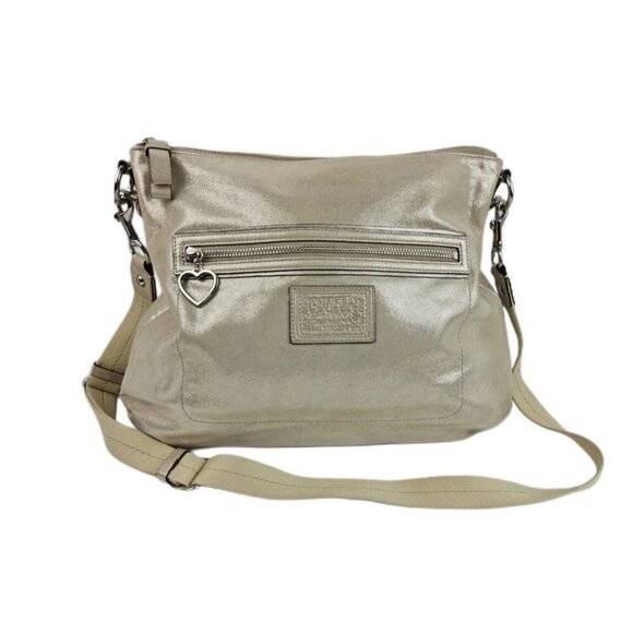 Coach Poppy 2-Way Metallic Shoulder Handbag Purse Tote, Oversized Travel Casual - Picture 1 of 6